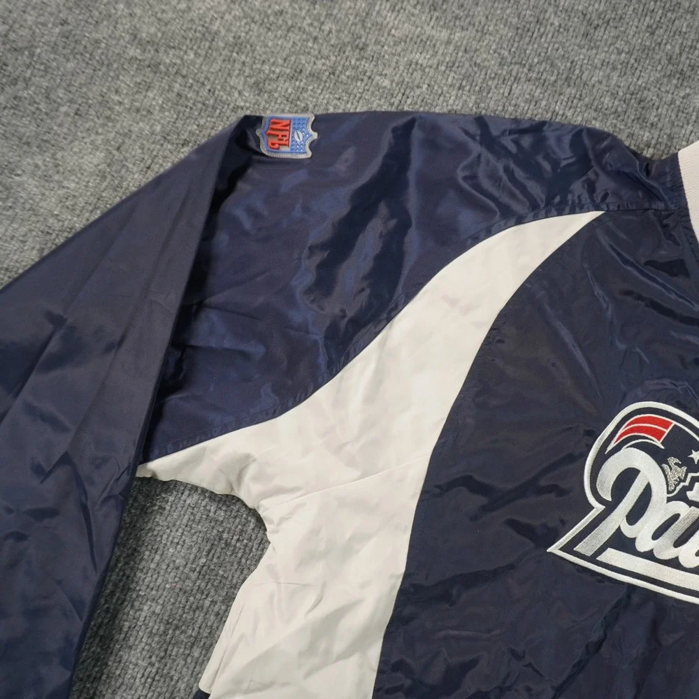 Reebok Windbreaker Pullover Mens Medium Blue New England Patriots NFL Side Zip
